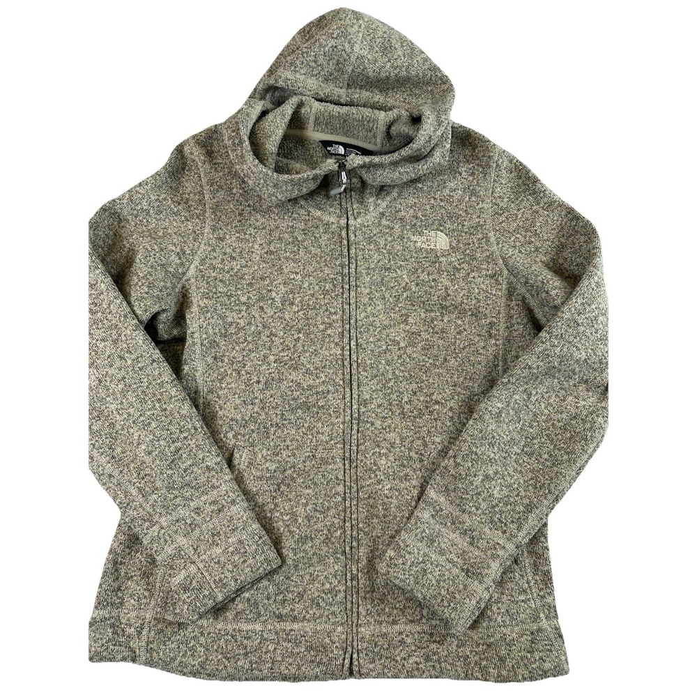 The North Face Hoodie Womens‎ L Heather Beige Crescent Full Zip Fleece Outdoors